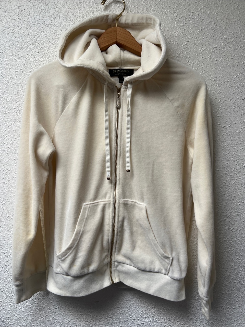 Juicy Couture Cream/yellow Zip Hoodie Sweatshirt y2k